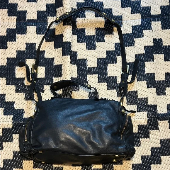 Kenneth Cole Black Leather Handbag with Gold Accents - Picture 3 of 4